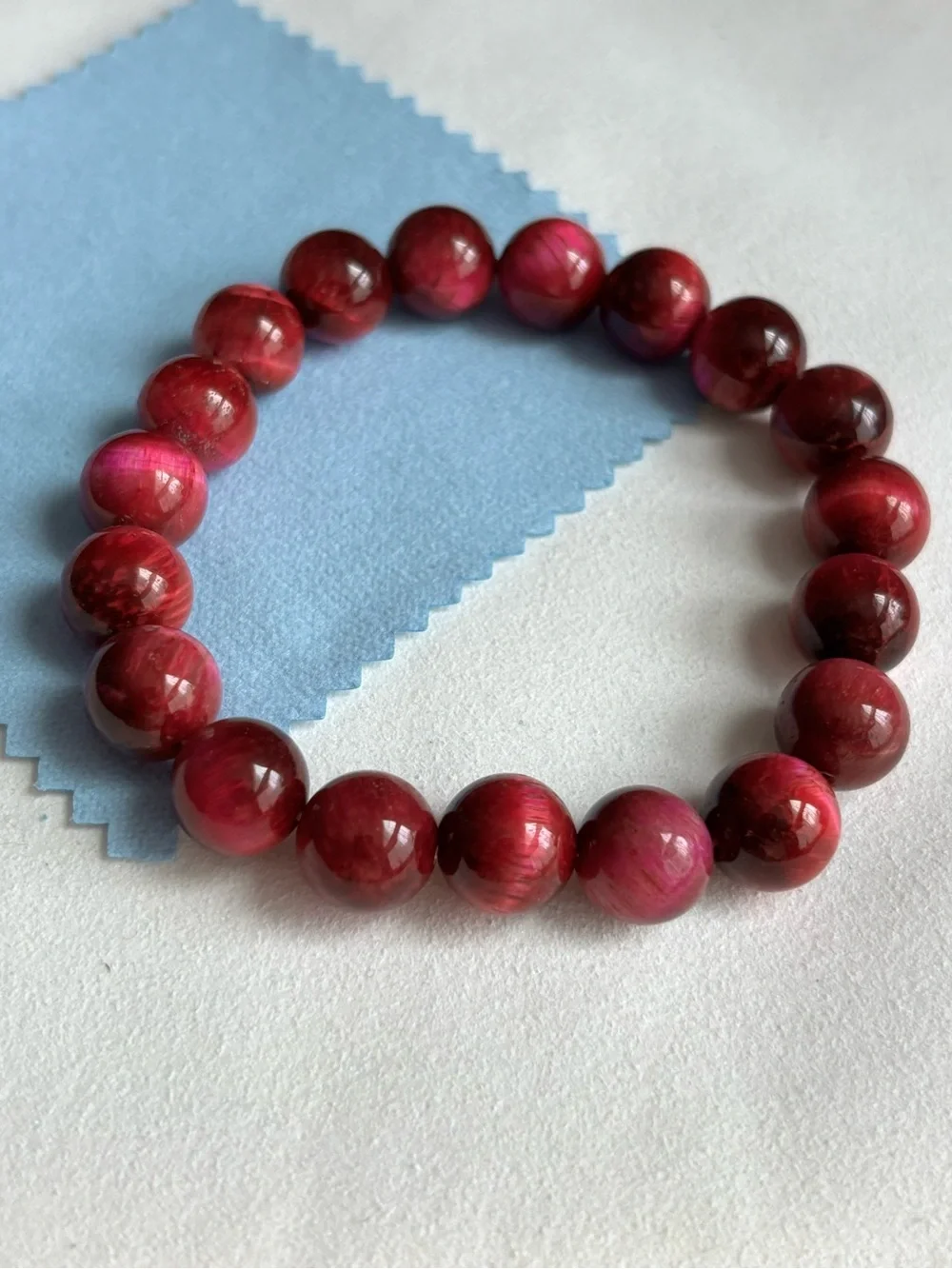 10mm Pink Tiger Eye Beaded Stretch Bracelet - Women Jewelry